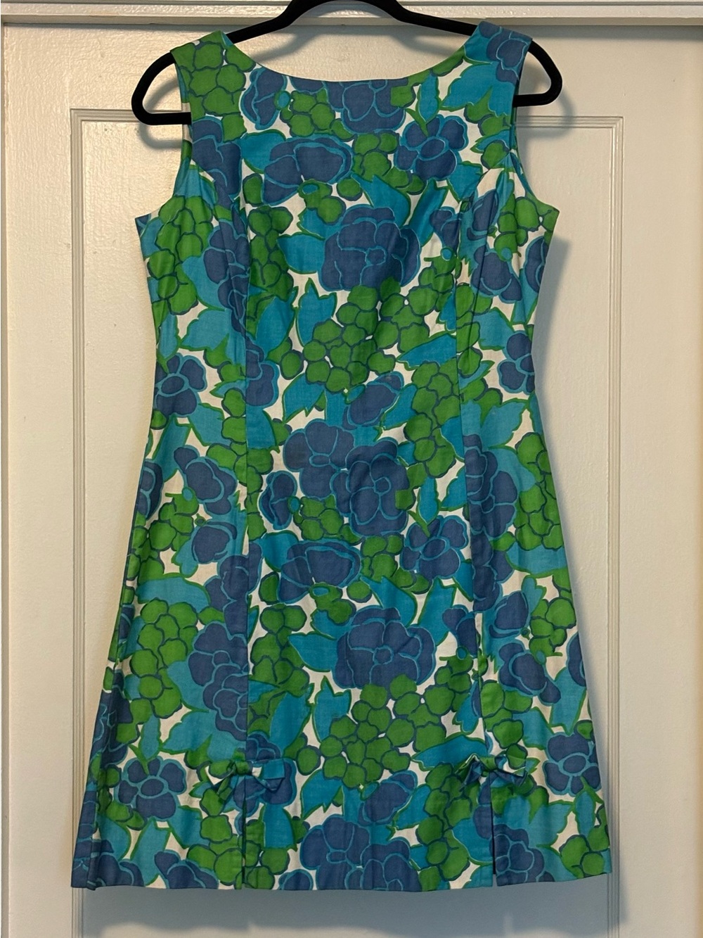 Sleeveless Blue & Green Floral Mini Dress